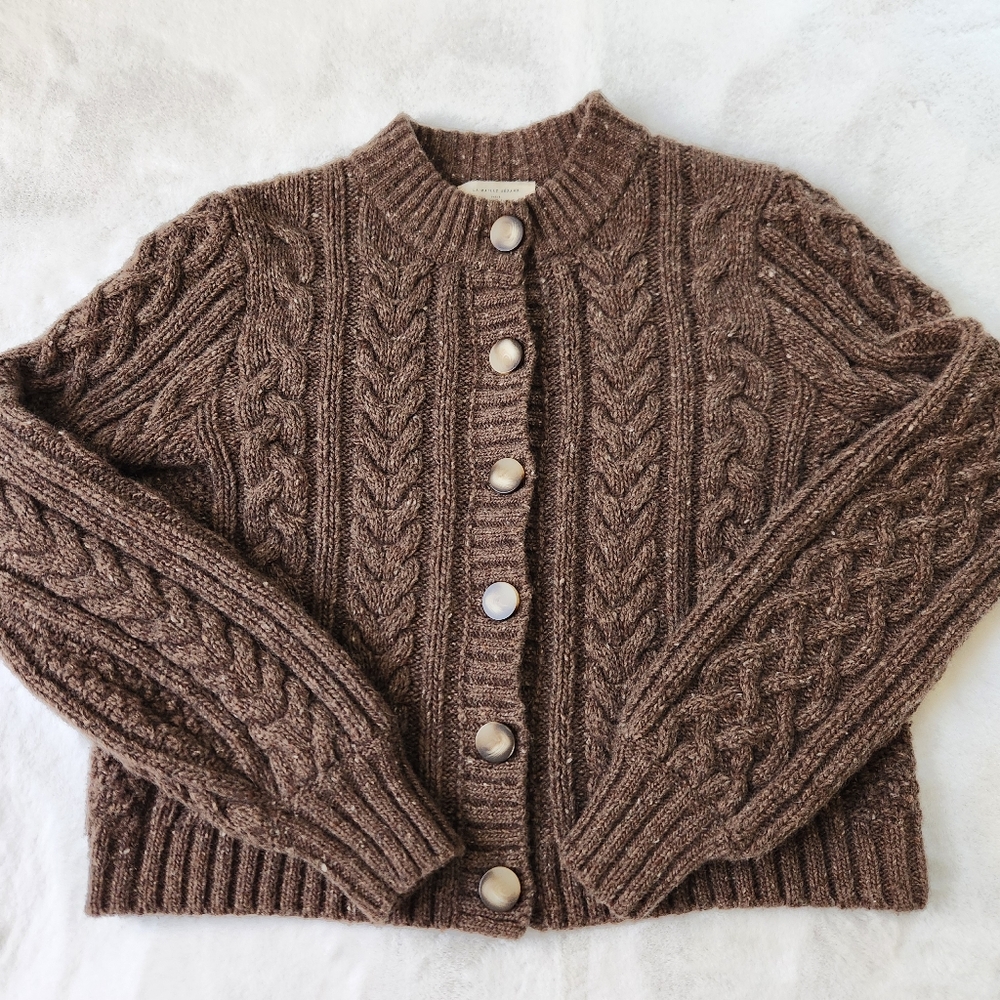 NWT Sezane Andina Sweater Sezane Cardigan Chunky Cable Knit Braided Knit Jumper - Picture 2 of 16